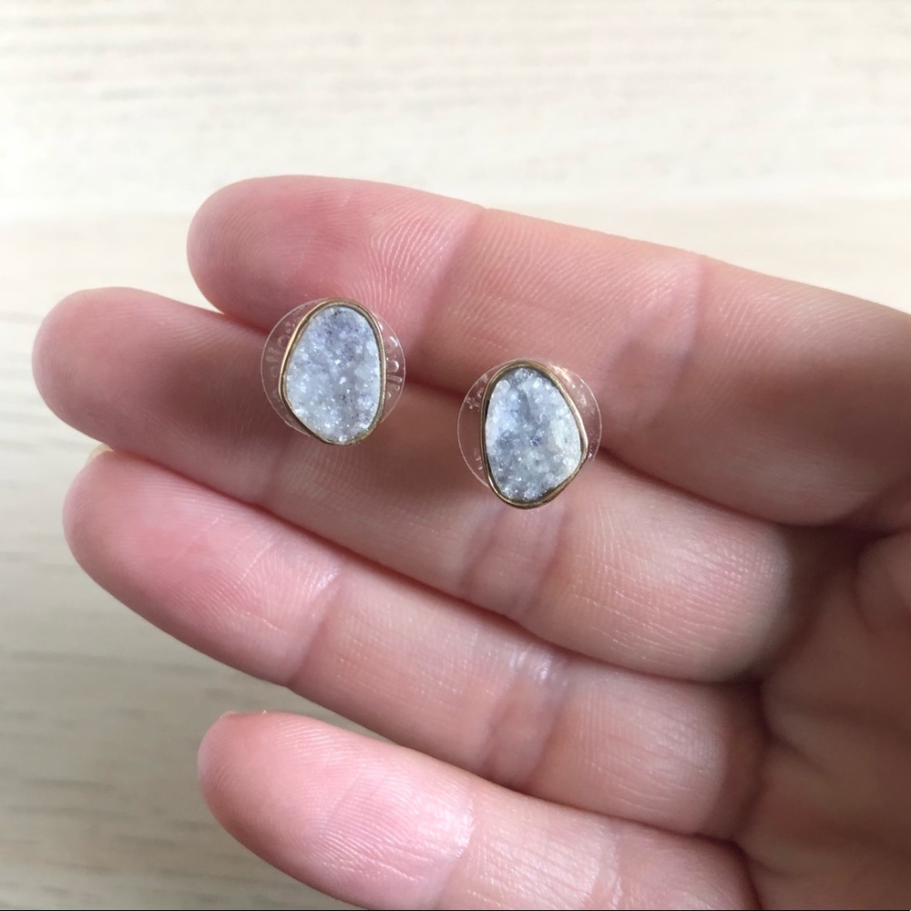 Druzy studs - pale blue